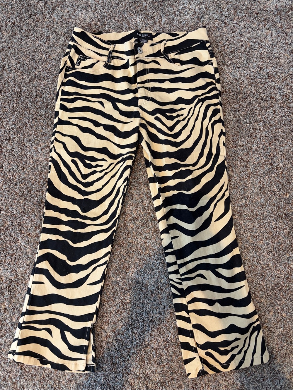 Guess Zebra Print Pants - Black & Cream